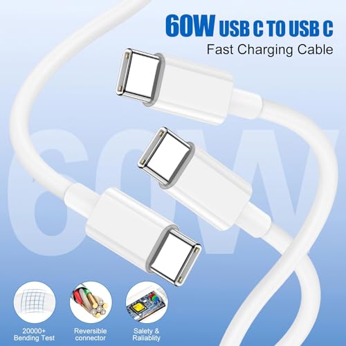 Ultra-Compact 20 W PD USB C Fast Charging Duo: Dual Wall Charger Set with High-Speed Cables for i Phone 16/15 & i Pad Compatibility – Streamlined Portability, Enhanced Safety Features, and Rapid Power Delivery for Everyday Use
