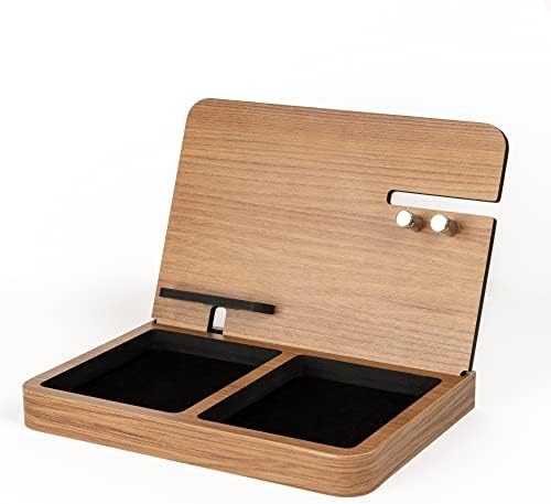 Natural Wood Dock Station Wood Phone Docking Station Key Holder Wallet Stand Nightstand Organizer Gift for Men Husband Wife Anniversary Dad Birthday Father Graduation – Enhanced Compatibility and Speed