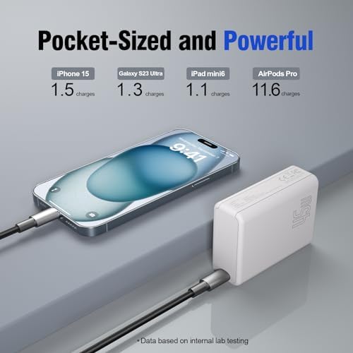 High-Speed 45 W Portable Power Bank – 10,000 m Ah Compact Charger with Dual USB-C Ports for i Phone 15, Samsung Galaxy S24/23/22, i Pad, Mac Book & More – Ultimate Travel Solution with Rapid Charging Technology