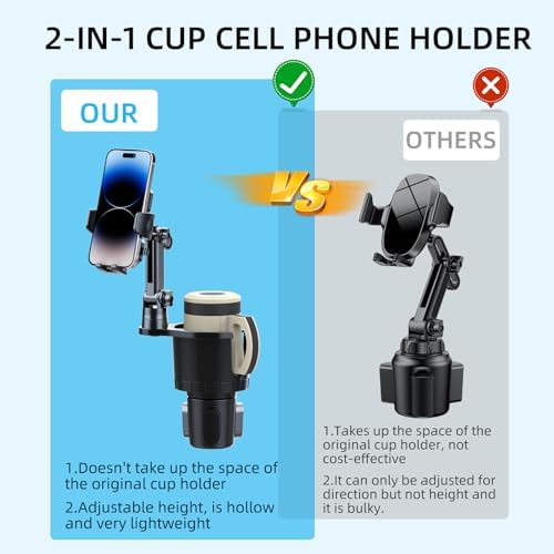 Revolutionary Cup Phone Holder for Vehicles: Secure No-Shake Mount with Adjustable Neck for i Phone & Samsung – Universal Fit for All Cup Sizes, Dual-Function Design for Drinks & Devices – Elevate Safety and Convenience on Every Drive
