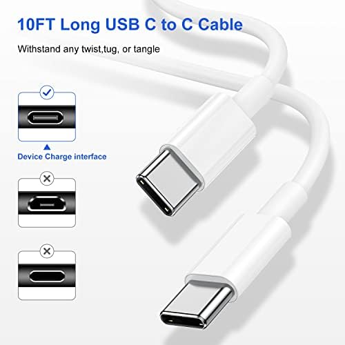 Ultimate USB C Charger for i Phone 16 & 15 – Fast Charging with 10 FT Long USB C to C Cable – Ideal for i Pad Pro 12.9/11 & i Pad Air 5 th – Reliable Power Block for Home & Travel – Enhanced Speed & Compatibility