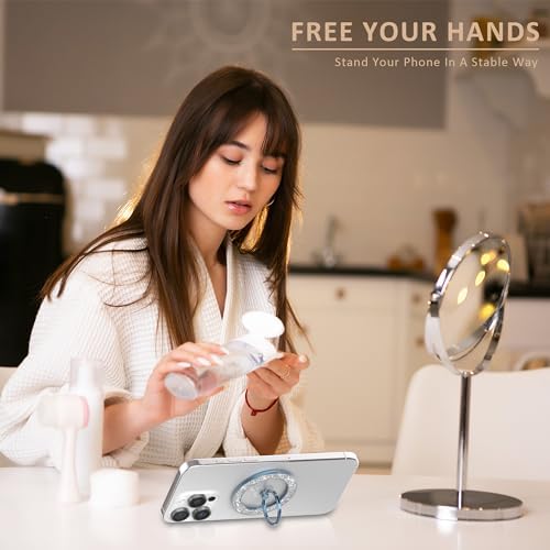 Glamorous Purple Glitter Magnetic Phone Ring Holder for Mag Safe – Secure i Phone Grip with Wireless Charging Compatibility – Elevate Usability and Style Effortlessly
