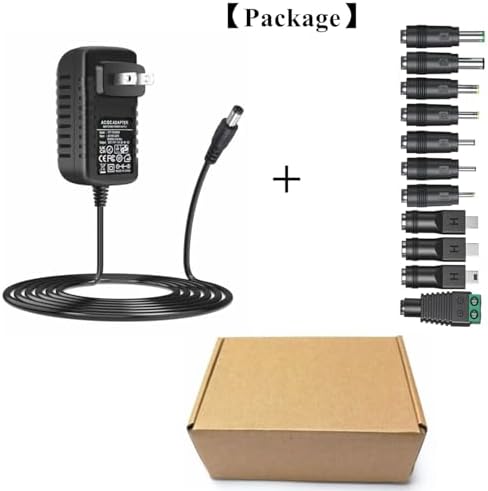 Guan Ting Universal 12 V 2 A Power Supply Adapter – High-Efficiency AC to DC Charger with 8 Interchangeable Tips for Maximum Flexibility – Compact 24 W Converter for Rapid Charging and Enhanced Device Compatibility