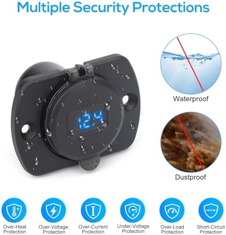 Linkstyle 2 PCS 12 V Dual USB Power Outlet – 18 W Quick Charge 3.0 with LED Voltmeter & ON/OFF Switch for Enhanced Automotive & Marine Charging Efficiency