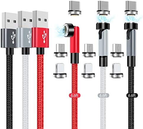 Revolutionize Your Charging with 540° Rotate Magnetic Charging Cables – 6.6 ft, 3-Pack, Universal Compatibility for USB Type C & Micro USB Devices, Fast Charging & 480 Mbps Data Transfer for Effortless Connectivity