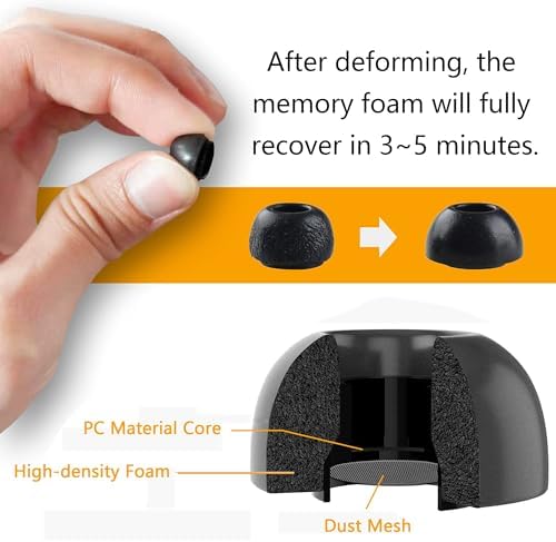 Premium Memory Foam Ear Tips for Air Pods Pro (1 st & 2 nd Gen) – Ultimate Comfort & Noise Isolation, Secure Fit Replacement Buds, Anti-Slip Design, Fits Charging Case, 3 Pairs (Black, Large) – Enhance Your Audio Experience with Superior Sound Quality and Compatibility