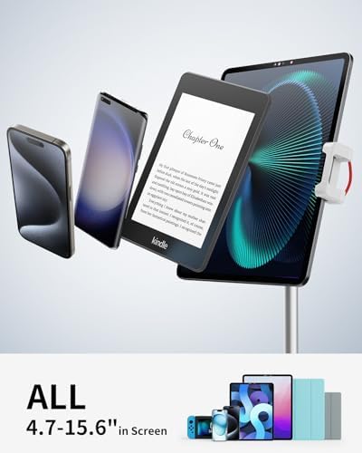SAIJI Aluminum 360-Degree Rotating Tablet Stand – Adjustable Height Dock for 4.7″-15.6″ Devices – Ergonomic and Portable Cradle for i Phones, i Pads, Samsung Tablets, Kindles, and e Book Readers – Optimize Comfort and Enhance Viewing Experience
