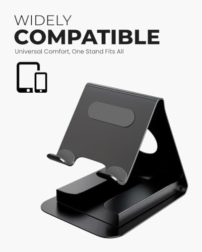 Universal Cell Phone Stand, Mobile Phone Holder Tabletop Stand Mount with Card Holder for Desk (Black – Enhanced Compatibility and Speed