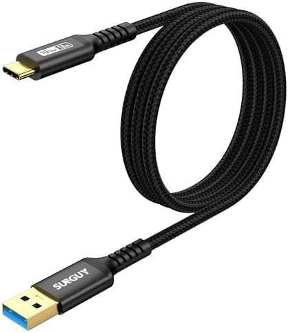 SUNGUY USB C Android Auto Cable 1FT[5Pack], 10Gbps USB C 3.1 Gen2 USB A to USB C Data Transfer Cable, 3A Fast Charging USB Type C Cord for iPhone 16 15 Pro/Pro Max/Plus, Samsung Galaxy S24, Pixel – Enhanced Compatibility and Speed