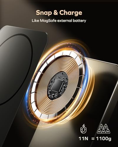 MOMAX 10,000 m Ah Magnetic Power Bank – 20 W Fast Wireless Charger for i Phone 12/13/14/15/16 Series, Mag Safe Compatible, Sleek USB-C Portable Charger with Cable Included for Effortless Power On-The-Go