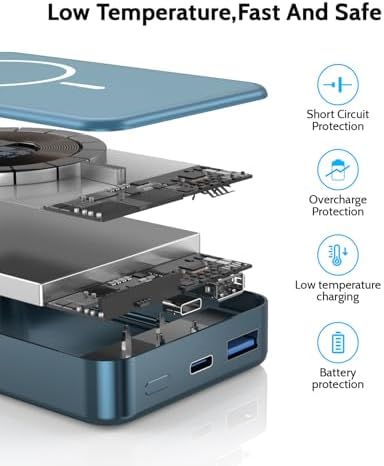 26800 m Ah Magnetic Power Bank – Premium Aluminum Alloy Portable Charger with 20 W USB-C Fast Charging for i Phone 12-16 Series, Sleek Silvery Gray, Effortless Wireless Charging for On-the-Go Power Solutions