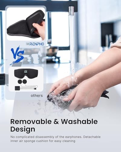 RENPHO Bluetooth Sleep Mask with HD Headphones – Luxurious 3 D Blackout Eye Mask for Side Sleepers, Ultimate Relaxation Gift for Women Seeking Comfort and Sound Serenity