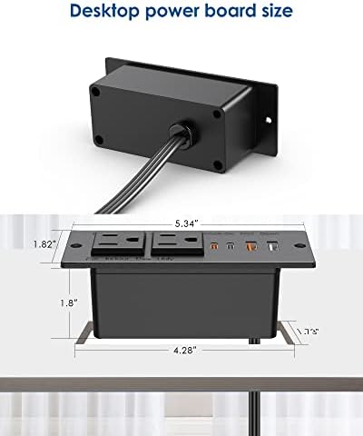 Ultra-Slim Recessed Power Strip with 30 W USB-C Fast Charging – 2 Outlets & 4 USB Ports for Multi-Device Convenience – Ideal Flush Mount Solution for Side and Sofa Tables – 6 ft Cord for Enhanced Flexibility – Perfect for Home Office & Living Spaces
