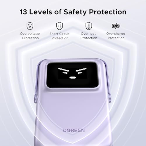 UGREEN Uno 10000 m Ah Magnetic Power Bank – Qi 7.5 W Wireless Charger with PD 20 W USB-C Fast Charging & Foldable Stand – TFT Display for Real-Time Battery Monitoring – Mag Safe Compatible for i Phone 16/15/14/13/12 – Ultra-Portable Power Solution in Sleek Black