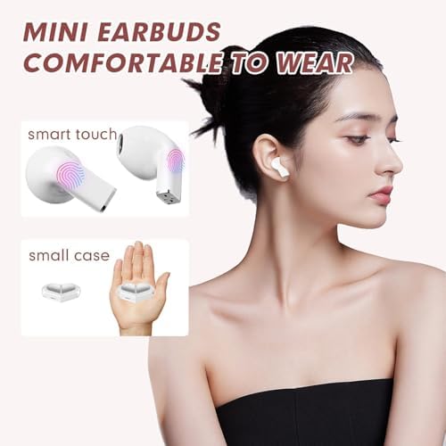 Stylish Rose Gold Heart Wireless Earbuds for Girls – Mini Bluetooth Earbuds Designed for Small Ears, Perfect for Kids & Women – Lightweight, Comfortable Fit with Superior Sound Quality for i Phone & Android, Ideal for Travel & Everyday Use