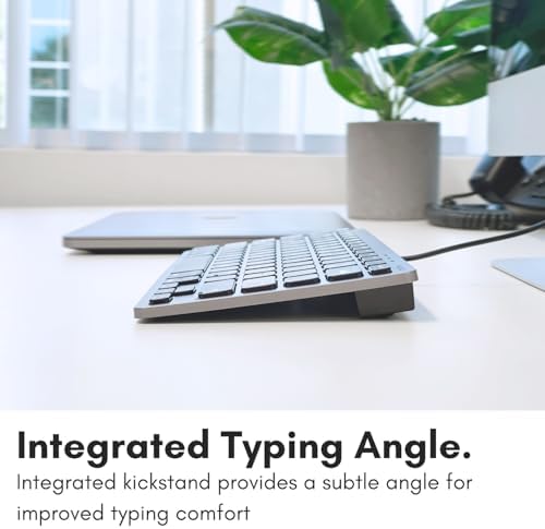 Compact Macally Wired Keyboard for Mac and Windows – Sleek USB Mini Keyboard with 78 Scissor Switch Keys – Effortless Plug and Play Design for Enhanced Typing Speed – Ideal Space-Saving Solution for Modern Workspaces – Durable Aluminum Finish for Long-lasting Performance and Style