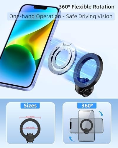Upgrade Your Toyota Tundra or Sequoia Driving Experience with the 360° Rotating Mag Safe Phone Holder – Premium Dashboard Mount Designed for 2020-2025 Models, Ensures Safety, Accessibility, and Sleek Aesthetics Without Air Vent Obstruction