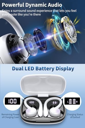 Premium Wireless Earbuds with 60 Hours Playback | Bluetooth 5.3 Noise Cancelling Headphones | IPX6 Waterproof Design for Active Lifestyles | LED Battery Indicator & Dual Mics for Clear Calls | Ultimate Comfort & Audio Quality for Music, Sports, and Daily Use
