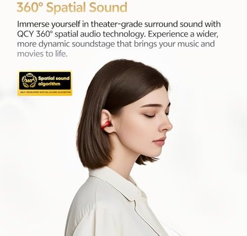 QCY Crossky C30 S Open Ear Wireless Earbuds – Ultra-Light Clip-On Design with Bluetooth 6.0, Superior LDAC Hi-Res Audio, Enhanced Deep Bass, 40-Hour Playtime, Quick Charge, and IPX5 Waterproof Rating for Active Lifestyles – Ideal for Sports and Outdoor Adventures