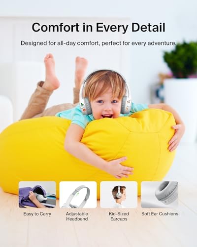 Belkin Sound Form Mini Kids Wireless Bluetooth Headphones – Safe 85 d B Volume Control, 30-Hour Playtime, Built-In Microphone – Lightweight On-Ear Style for i Phone, i Pad, Fire Tablet & More – Ideal for Learning, Entertainment & Safe Listening