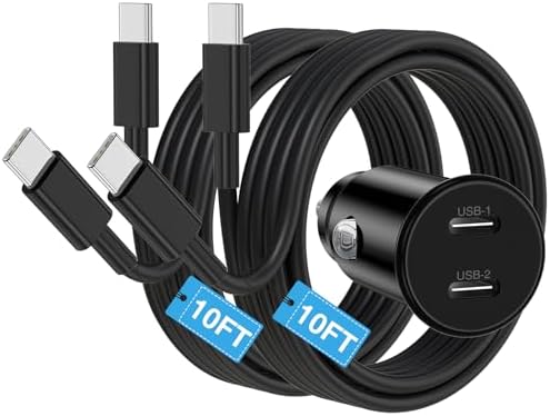 Ultimate 40 W Dual USB-C Car Charger for i Phone 16/15 & i Pad Pro – MFi Certified Fast Charging Adapter with 6 FT USB-C Cable for Galaxy S24/S23 – Premium Power Solution for On-the-Go Connectivity in Sleek White Finish