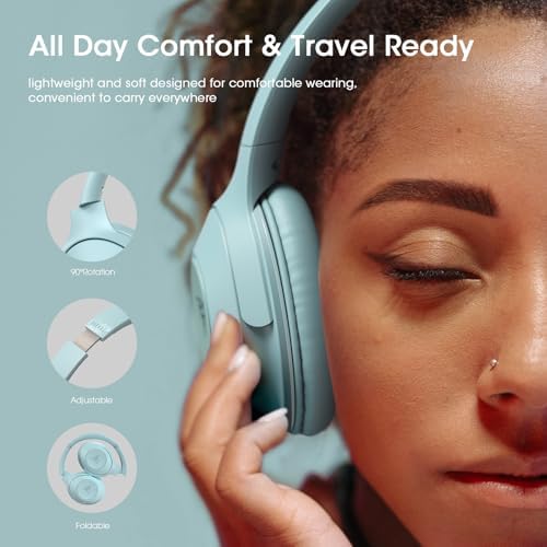 Unleash Your Sound Potential with DOQAUS Over-Ear Bluetooth Headphones – 70-Hour Playtime, Customizable EQ Modes, and Hi-Fi Stereo Sound for Bass Lovers – Perfect for Work, Travel, and Ultimate Comfort with Luxurious Memory Foam Ear Cushions