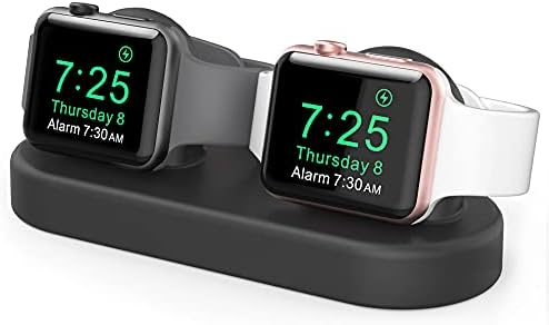 Delidigi Premium Dual Charger Stand for Apple Watch: Fast, Stylish, and Compatible with All Series (Ultra 2, SE, 1-10) – High-Quality Silicone Dock for Simultaneous Charging of Two Smartwatches, Perfect for Home or Travel Use