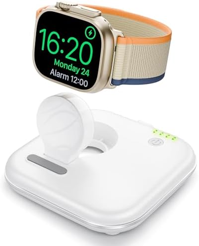 Ultra-Portable 2000 m Ah Magnetic Power Bank for Apple Watch – Essential Emergency Charger with Compact Foldable Design & Type-C Cable for Effortless Travel – Compatible with Apple Watch Series 2-10, SE, Ultra1 & Ultra2 – Your Go-To Charging Solution for Active Lifestyles