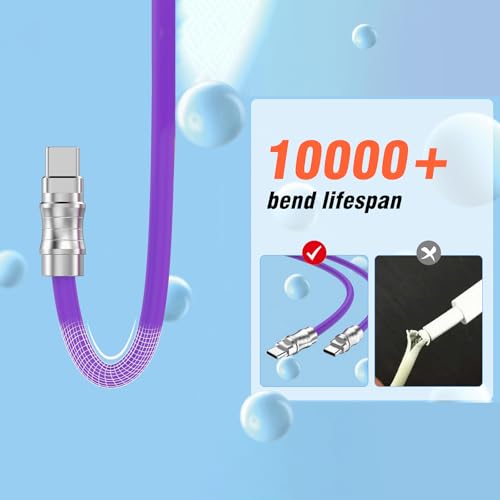 USB C to USB C Silicone Cable 2Pack 10FT, Ultra Flexible & Soft USB Type C 100W Fast Charging Cable, Geek Industrial PD Data Transfer Cable for Phones,Tablet,Laptops(Yellow) – Enhanced Compatibility and Speed