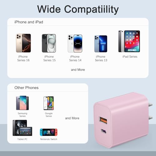 Compact 20 W USB C Wall Charger Set – Fast Charging 4-Pack in Stylish Purple for i Phone 16, Samsung, and Android Devices – Ultimate Portability and Efficiency for On-the-Go Power Needs