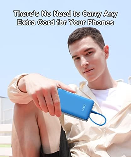 Ultra-Slim 10,000 m Ah TG90° Portable Power Bank with Built-in Lightning and USB-C Cables – Fast Charging, Lightweight Battery Backup for i Phone and Android Devices – Essential On-the-Go Charger for Busy Lifestyles