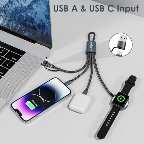 5 FT Multi-Device Charging Cable: Dual Compatibility for Apple Watch and i Phone – Rapid Charge for Series 10, Ultra, SE, All i Phone Models 16-13, Plus Galaxy S24 – Essential Travel Charger for Streamlined Power Management and Versatile Device Use