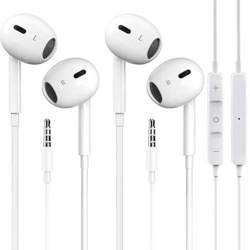 GAXIWILO MFi Certified Wired Earbuds – Dual Pack for i Phone, i Pad & Android Devices | Noise-Canceling Earphones with Built-In Mic & Inline Volume Control | Unmatched Comfort for Music Lovers & Active Users | Broad Compatibility with 3.5 mm Audio Devices | Perfect for Calls, Fitness, and Everyday Use
