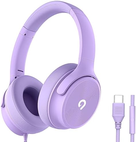 Elevate Your Audio Journey with Adoope’s USB C Over-Ear Headphones – Hi-Fi Stereo Sound & Noise Isolation for Ultimate Comfort – Compatible with i Phone 15/16, Samsung Galaxy S24/S23, and All Type-C Devices in Vibrant Purple – Experience Unmatched Sound Quality and Fashionable Design for Music Lovers