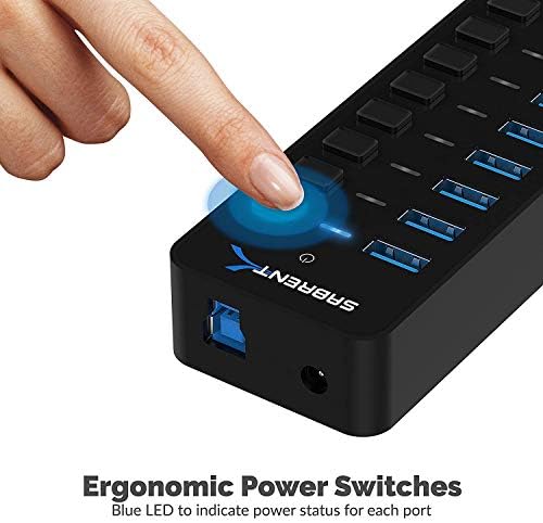 SABRENT 7-Port USB-C Hub: Maximize Efficiency with 3 USB-A & 4 USB-C Ports, 5 Gbps USB 3.2 Speed, 20 W PD Charging, Smart Power Control & LED Indicators – Ideal for Mac, PC, Steam Deck, ROG Ally – Stylish Aluminum Build for Durability & Performance
