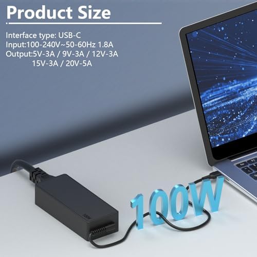 Ultra-Fast 100 W USB-C Power Adapter for Mac Book Pro, Dell, Lenovo, HP, and All USB-C Devices – Superior Charging Efficiency and Universal Compatibility for Laptops and Electronics – Safe, Reliable Power Delivery with Advanced Protection Technology – Ideal for Travel and Heavy Usage