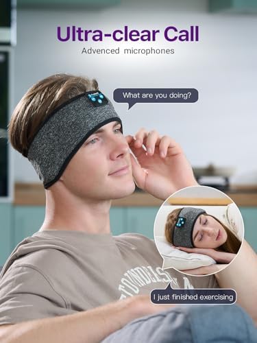 Fulext Bluetooth Sleep Headphones Headband – Ultimate Comfort for Side Sleepers, Thin HD Stereo Sound Quality – Ideal for Insomnia Relief and Travel Convenience – Perfect Gift for Men and Women – Enhanced Compatibility, Long-Lasting Battery Life for All Night Relaxation