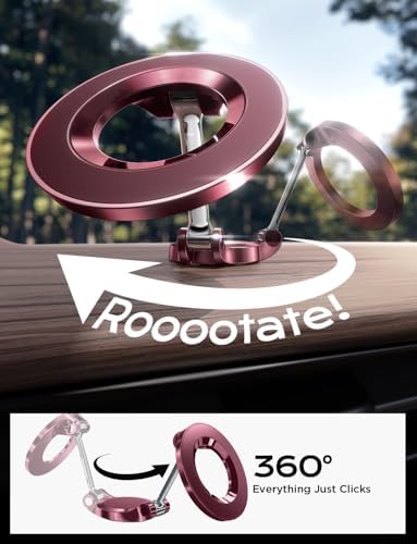 LISEN Mag Safe Ultra Magnetic Car Dashboard Phone Mount – Elegant Velvet Rouge Finish for i Phone 16 Pro Max & More, Secure Hands-Free Driving Accessory, Perfect for Tech Lovers, Seamless Navigation & Call Management, Durable & Stylish Design for Every Vehicle