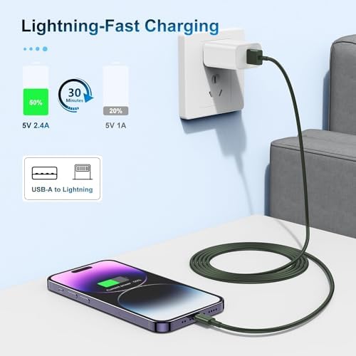 Premium 3-Pack Apple MFi Certified Lightning to USB Charger Cables – 6 FT Durable Fast Charging Cords for i Phone 13/12/11/11 Pro/11 Max/X/XS/XR/XS Max/8/7/6 – Enhanced Performance and Extended Reach for Seamless Device Connectivity