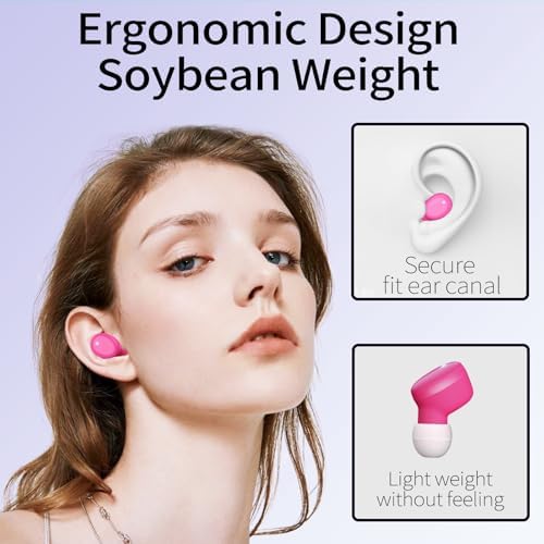 Ultra-Lightweight Bluetooth 5.3 Wireless Earbuds – Deep Bass In-Ear Headphones for Clear Calls and Immersive Sound, 60-Hour Battery Life, Perfect for Gaming, Workouts, and Study – Stylish Purple Design for Active Lifestyles