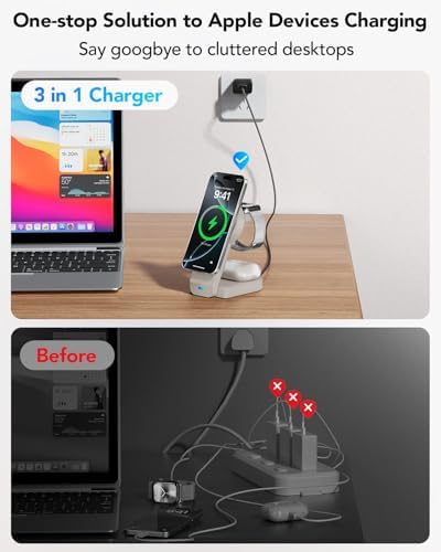 Ultimate 3-in-1 Foldable Wireless Charging Station for Apple Devices – Sleek Magnetic Dock for i Phone 16/15/14/13/12, Apple Watch Series 10/Ultra 2/Ultra/9/8/7/6/5/4/SE/SE 2, and Air Pods 4/3/Pro/2 – Fast, Portable, and Clutter-Free Charging Solution for Home or Travel