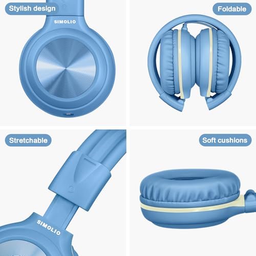 SIMOLIO 2-Pack Foldable Wired Headphones with Volume Limiter – Lightweight & Comfortable 3.5 mm Audio Solution for Kids and Adults – Perfect for Travel, Home, Office, Music, Gaming, and Calls – Exceptional Sound Quality and Durability