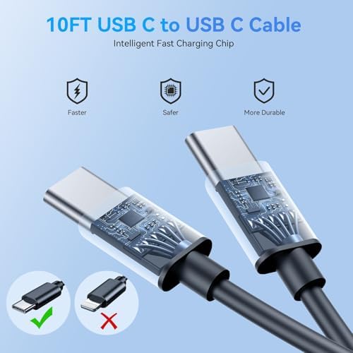Samsung 45 W Dual Port USB-C Fast Charger with 10 FT Cables – Ultimate Rapid Charge Solution for Galaxy S Series Devices – Efficient Power Delivery for On-the-Go Charging Needs and Enhanced Compatibility with S25, S24, S23, S22, S21, S20+