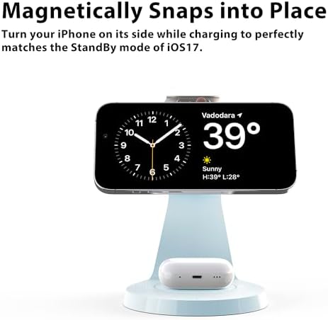 Ultimate 3-in-1 Mag Safe Charging Station for Apple Devices – Fast Wireless Charger for i Phone 16/15/14/13/12, Air Pods & Apple Watch with USB-C Compatibility – Sleek, Space-Saving Design for Home and Office Use