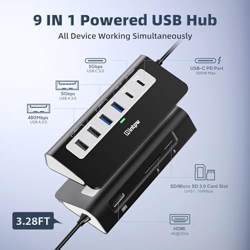 Transform Your Digital Workspace with a Multifunctional 9-in-1 USB-C Docking Station – 4 K HDMI for Crystal-Clear Displays, 100 W PD Fast Charging, and High-Speed Data Transfer (5 Gbps) – Includes 3 Type-A/C Ports, 2 Type-A 2.0 Ports, and SD/TF Card Reader – Premium Aluminum Hub Ideal for Mac Book, i Pad, and i Phone Users – Compact, Stylish, and Perfect for Travel Connectivity!