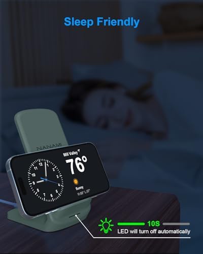 NANAMI Qi-Certified Fast Wireless Charging Stand – Ultimate Compatibility for Samsung Galaxy S25/S24/S23/S22/S21/S20 & i Phone 16/16 Pro/16 Pro Max/15/14/13 – Sleek Design, Rapid Power Delivery, and Adjustable Viewing Angles for a Seamless Charging Experience