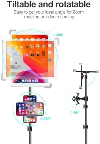 Ultimate Aluminum Alloy Tablet Tripod Stand with 360° Rotation and Adjustable Height – Versatile Holder for 7.9-11 Inch Devices, Ideal for Work, Streaming, and Presentations – Lightweight, Durable, and Portable i Pad Support for Enhanced Stability and Comfort