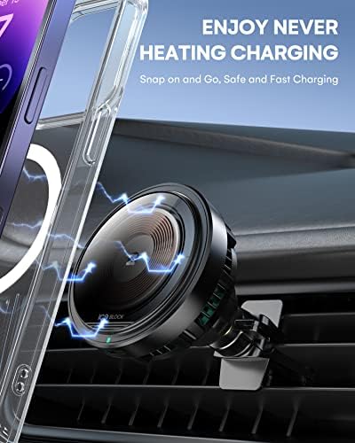 Revolutionary ICEBLOCK 15 W Magnetic Wireless Car Charger Mount for i Phone 13 Pro Max – Mag-Safe Compatible, Hands-Free Convenience, Rapid Charging, and Adjustable Viewing Angles for Ultimate Driving Experience