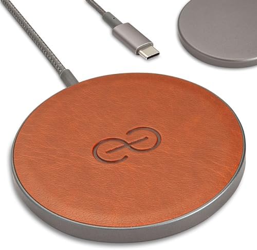 Dreem Empower Magnetic Wireless Charger Pad – High-Speed Mag Safe & Qi-Certified Charging Solution with Premium Vegan Leather Finish in Coffee – Effortless Device Alignment & Enhanced Overheat Protection for a Stylish, Tangle-Free Experience