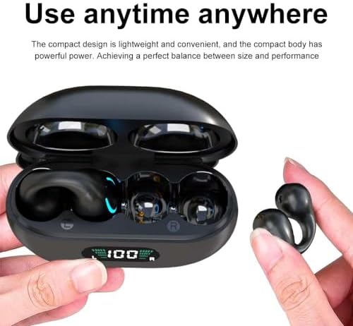 Experience Freedom with Obbug Bluetooth 5.3 Open Ear Wireless Earbuds – 80 Hours of Playtime, IPX4 Waterproof for Ultimate Performance, Lightweight Design Perfect for Running, Workouts, and Outdoor Adventures (Black)